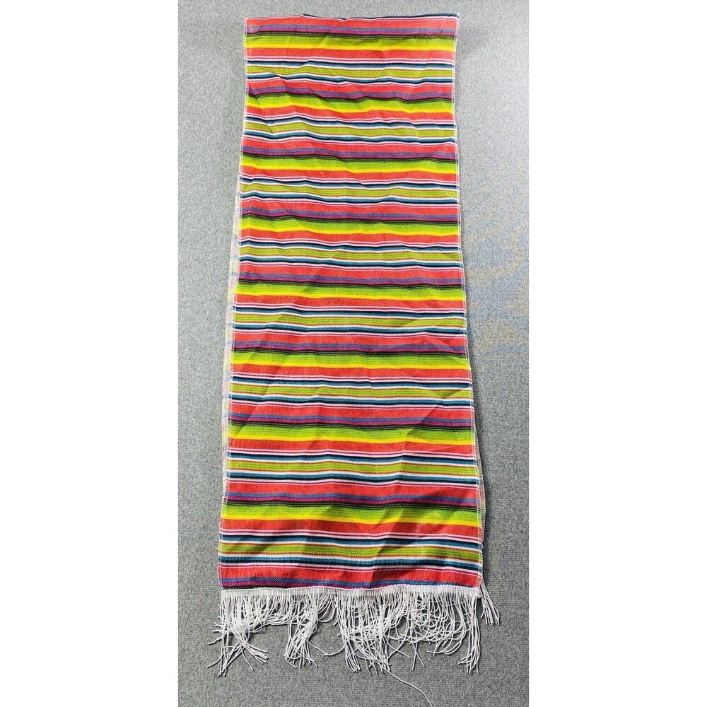 Amscan Mexican Theme Vibrant Colorful Table Runner Fringe Fiesta Party 71”x13.5”